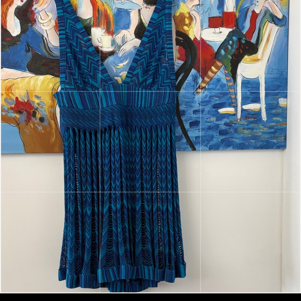 Missoni Blue V-Neck Knit Mini Dress - Picture 4 of 6